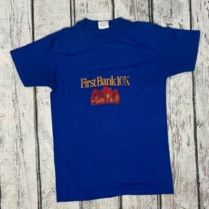 Vintage 80s First National Bank Run Race Marathon 1980s Single Stitch Tshirt